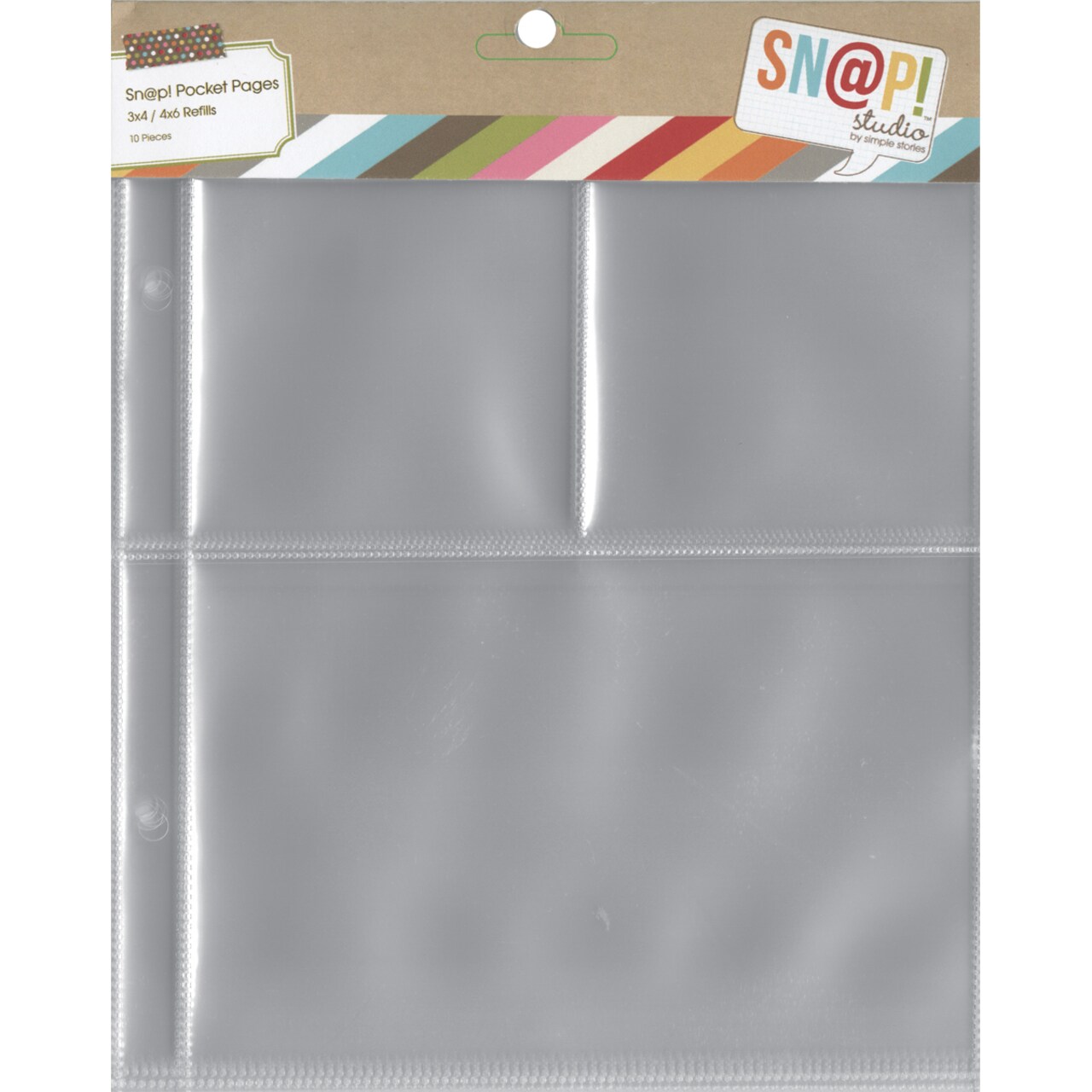 Simple Stories Sn@p! Pocket Pages For 6"X8" Binders 10/Pkg-(1) 4"X6" & (2) 3"X4" Pockets